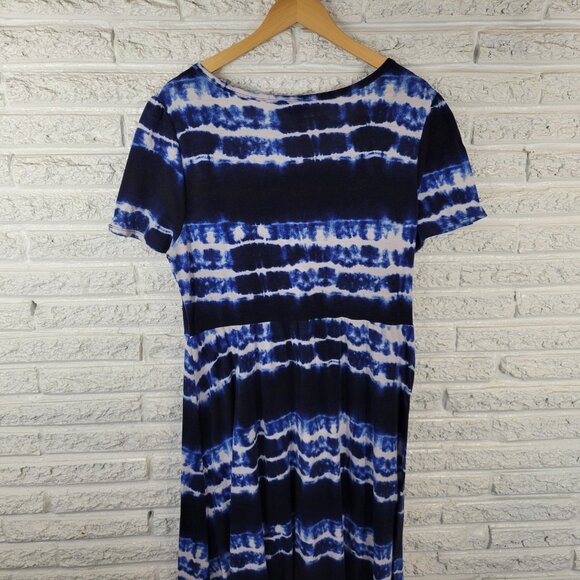 Lularoe Womens Dress 2XL Plus Short Sleeve Blue Tie Dye Poly Blend TIE23E - Picture 7 of 12